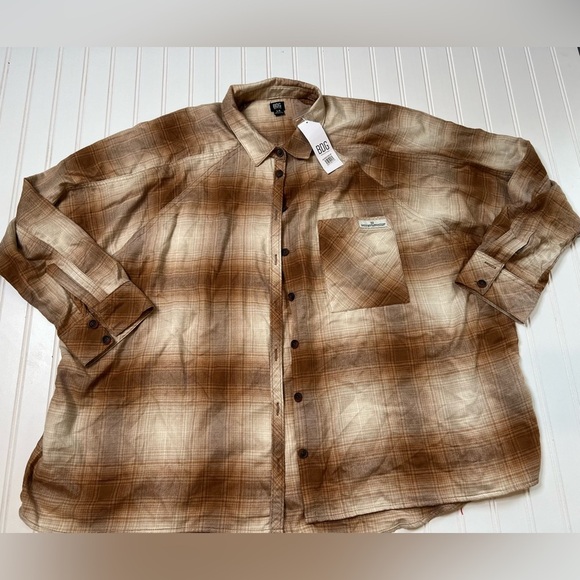 Urban Outfitters BDG Obie Flannel Button Down Plaid Shirt Women Large NEW. 217 - Picture 1 of 5